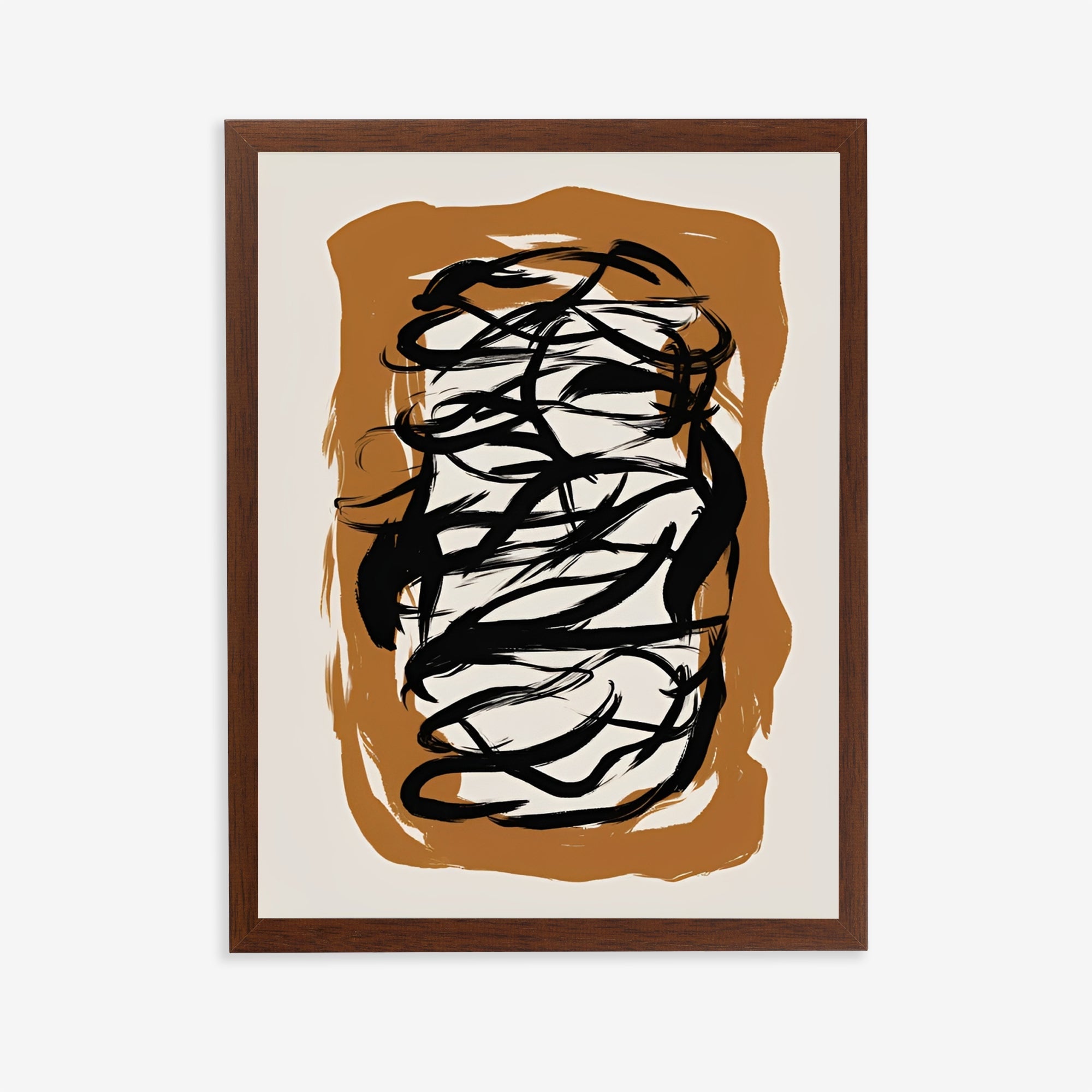 Lámina de arte abstracto con pincelada negra
