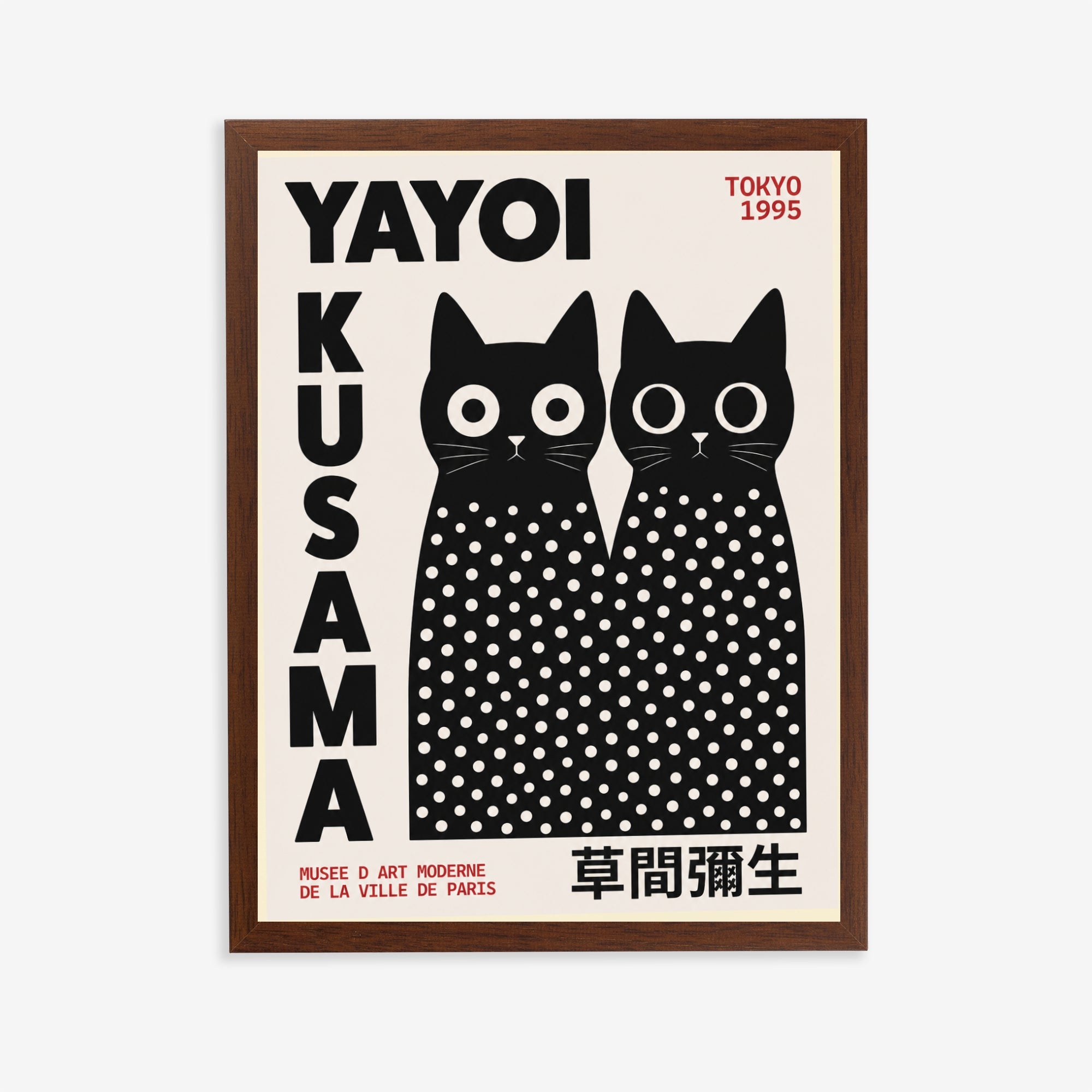 Póster de gato negro inspirado en Yayoi Kusama