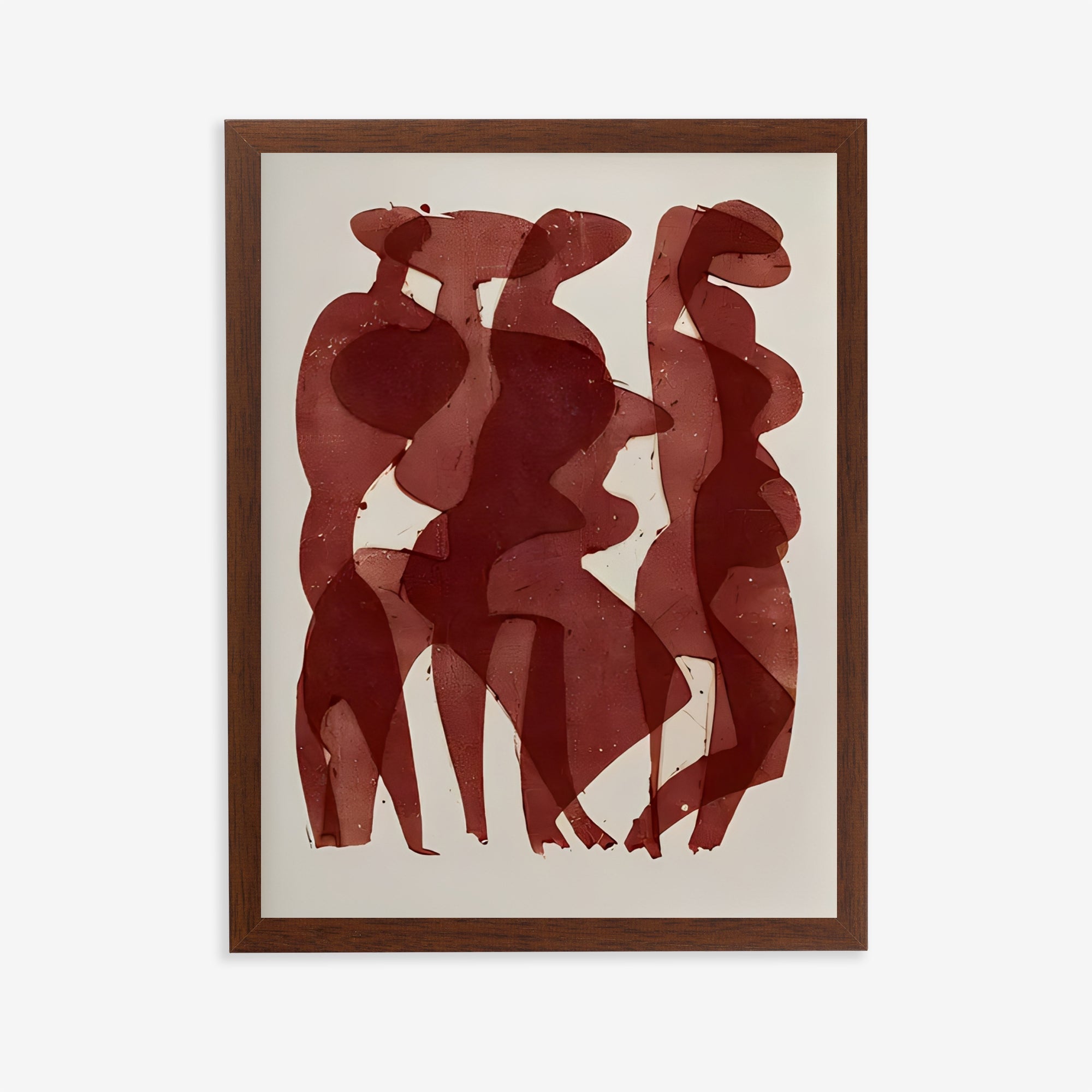 Lámina de arte figurativo abstracto en tonos rojos