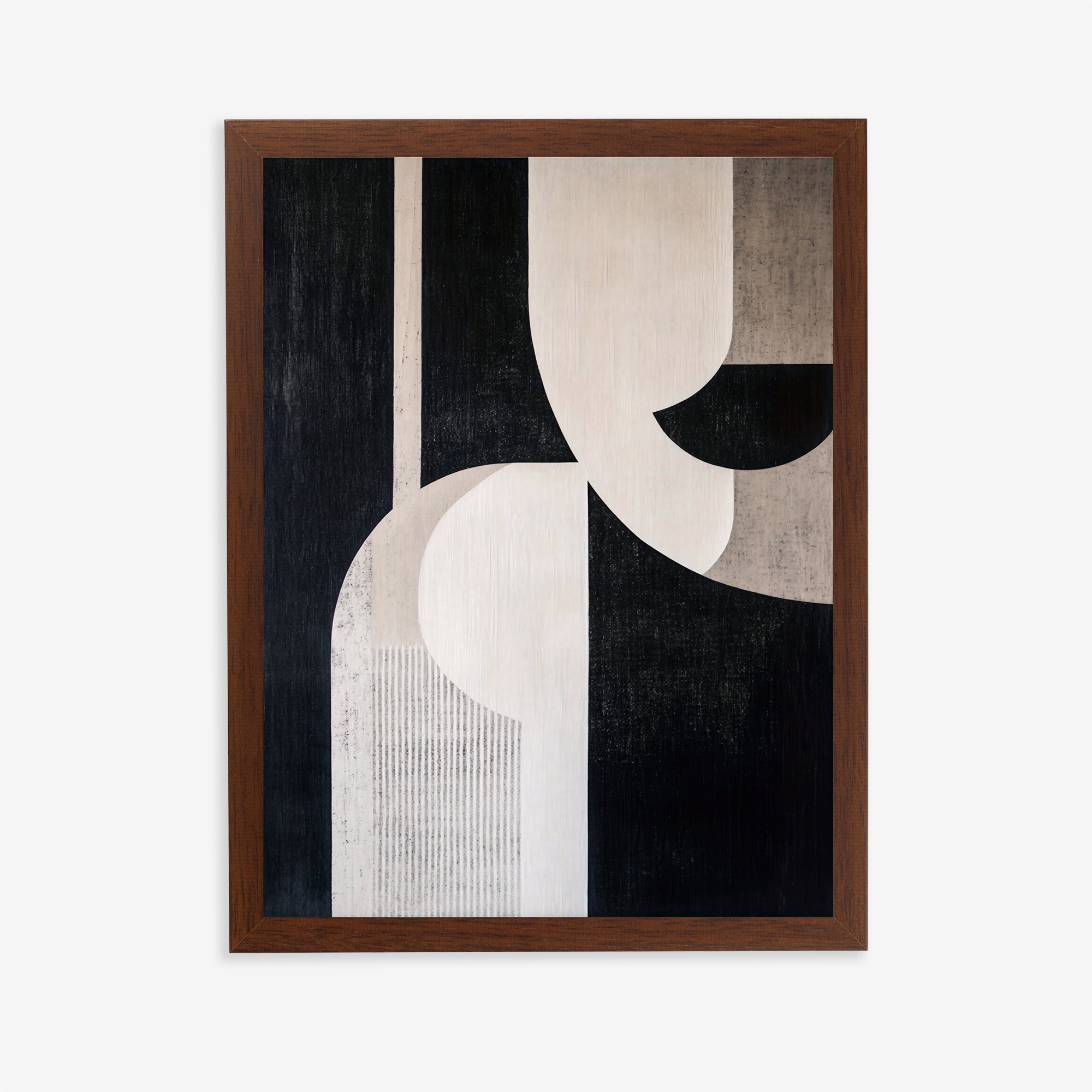 Lámina de arte abstracto geométrico en negro y beige