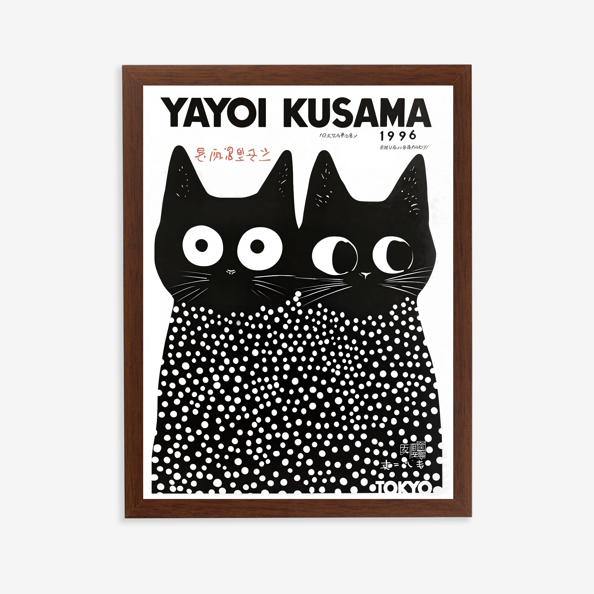 Póster de gato Yayoi Kusama (1996) – Decoración de pared con lunares