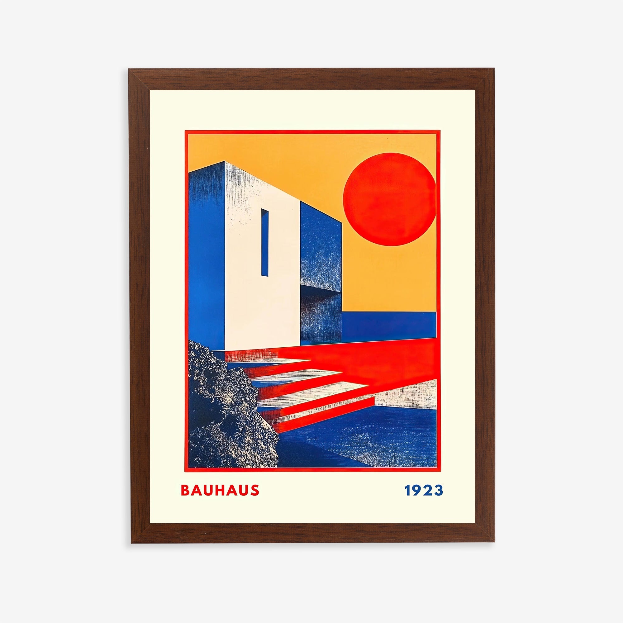 Póster Bauhaus 1923 de arquitectura geométrica