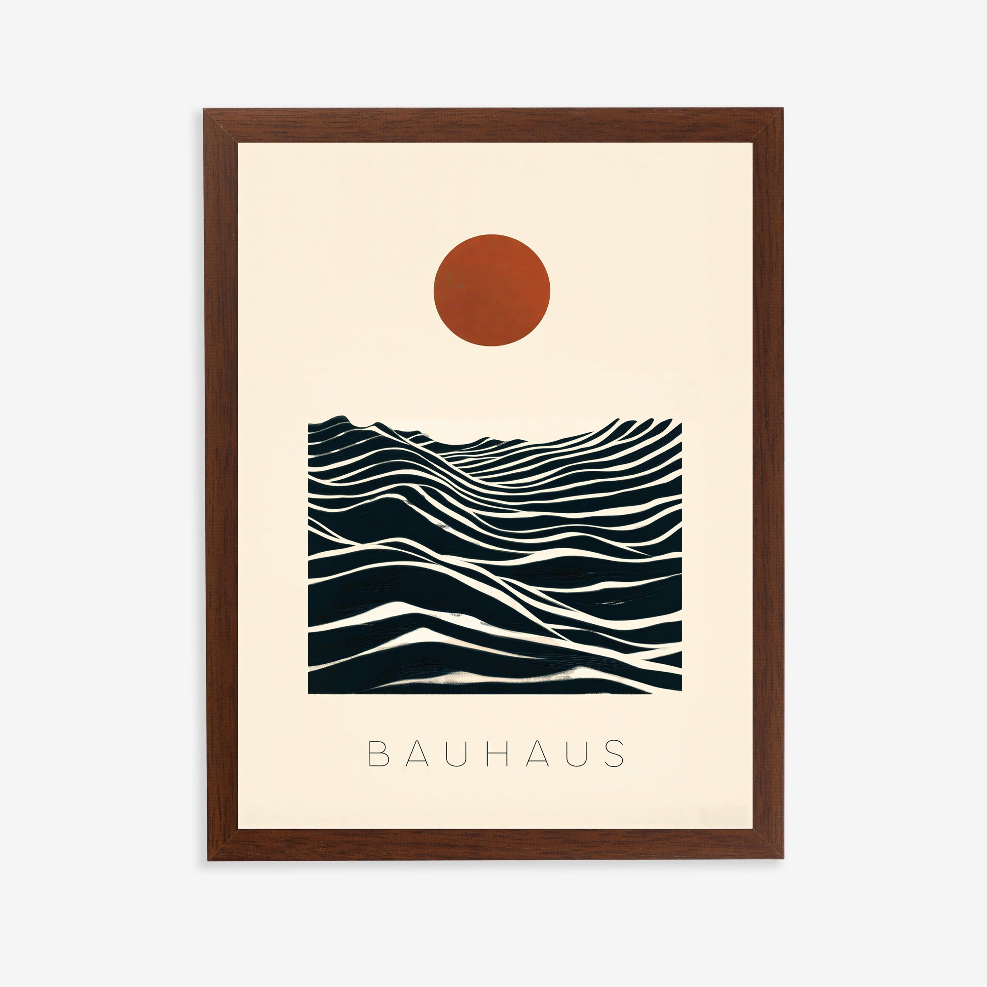 Póster abstracto Bauhaus de sol y olas