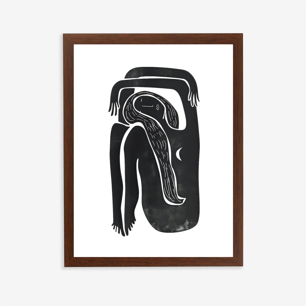 Lámina de arte abstracto minimalista de línea negra