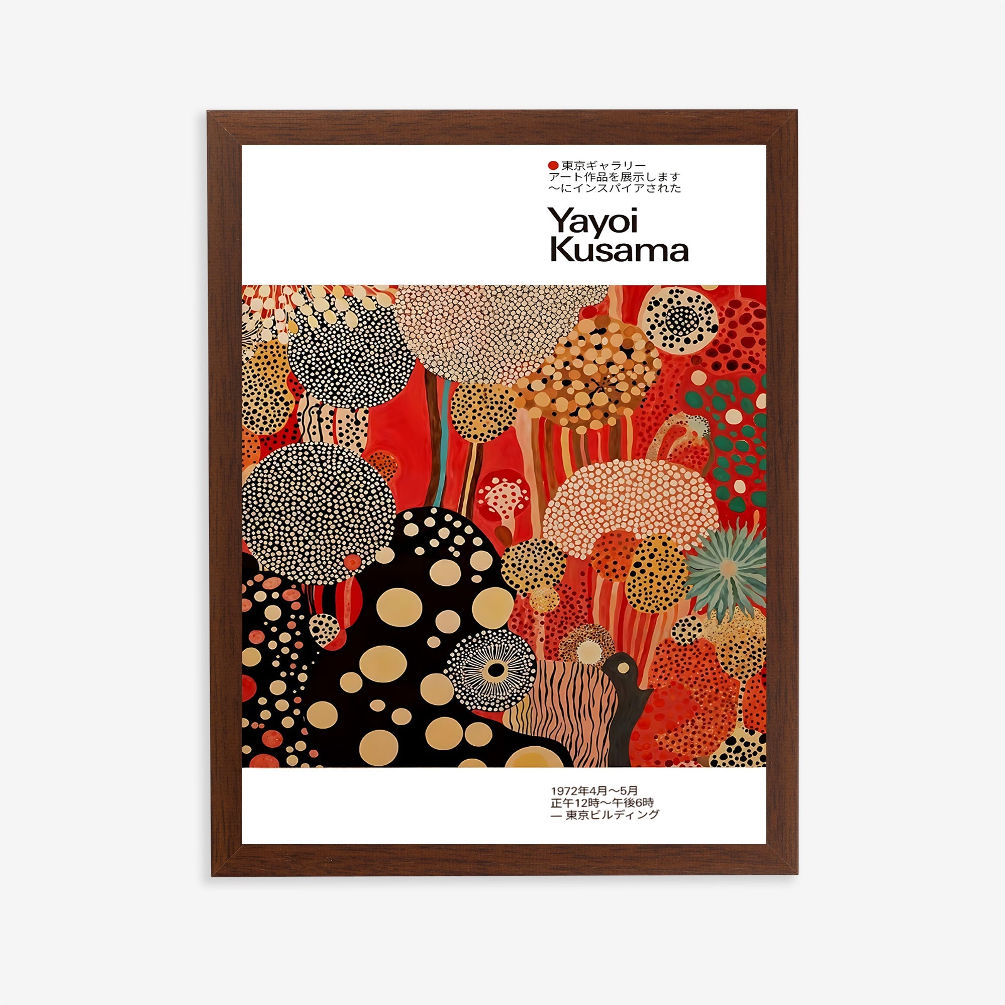 Póster de lunares estilo Kusama en rojo y negro