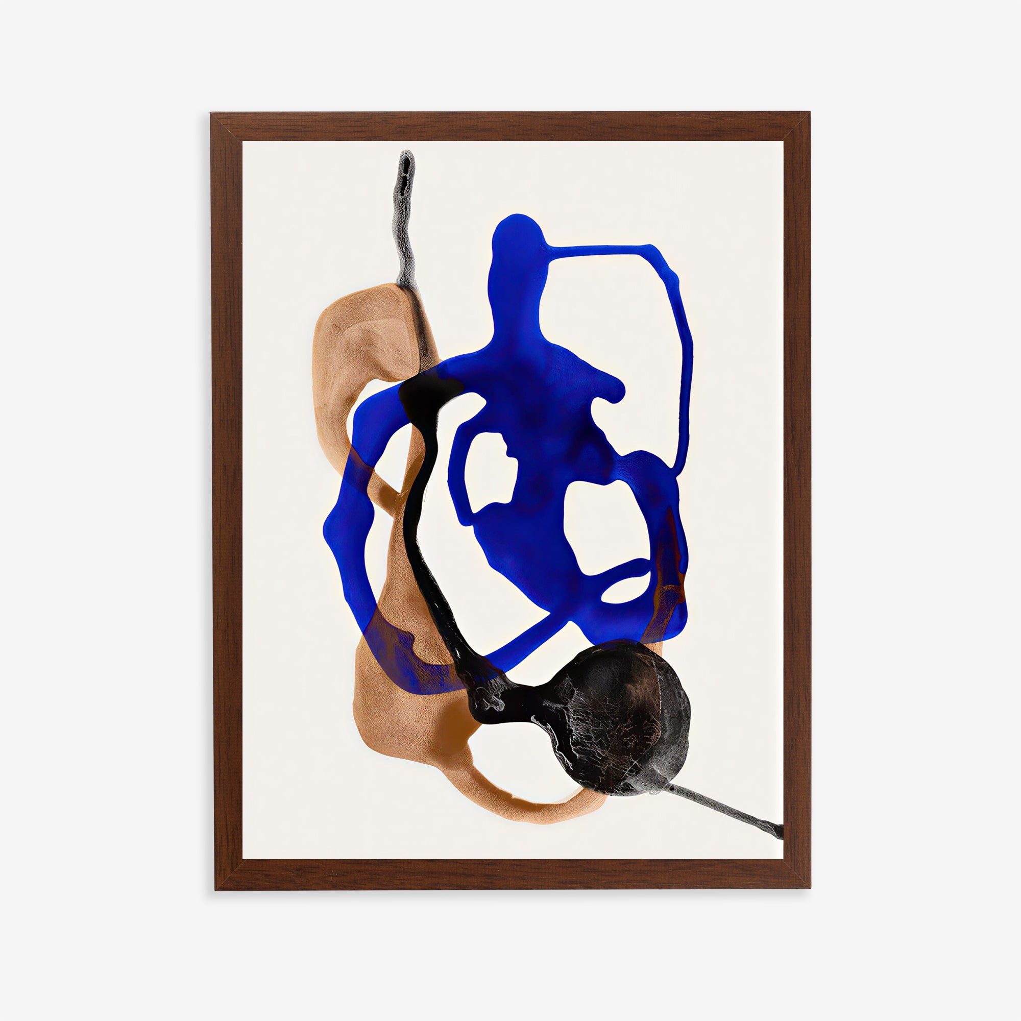 Lámina abstracta moderna en azul y tonos neutros