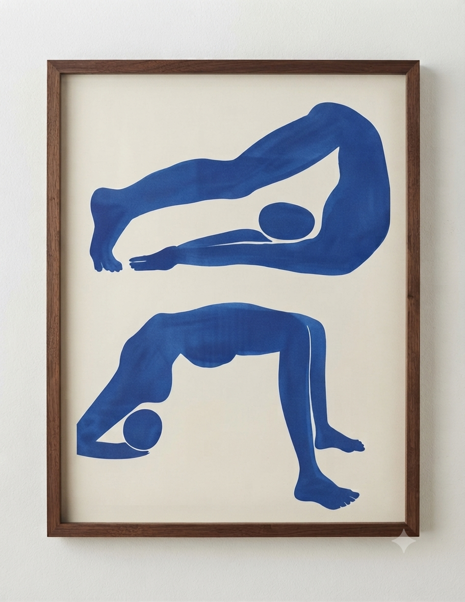 Póster contemporáneo de arte figurativo abstracto en azul
