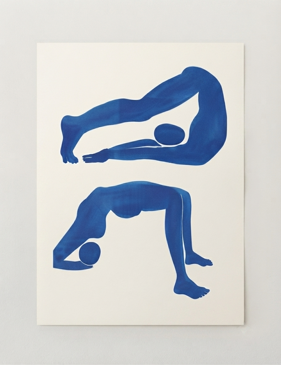 Póster contemporáneo de arte figurativo abstracto en azul