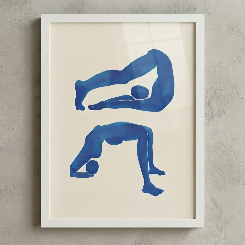 Póster contemporáneo de arte figurativo abstracto en azul