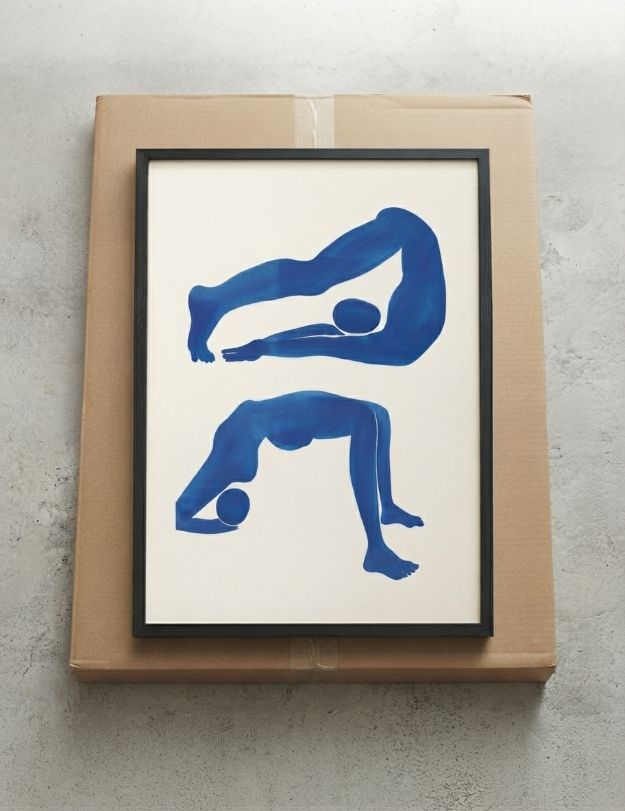 Póster contemporáneo de arte figurativo abstracto en azul