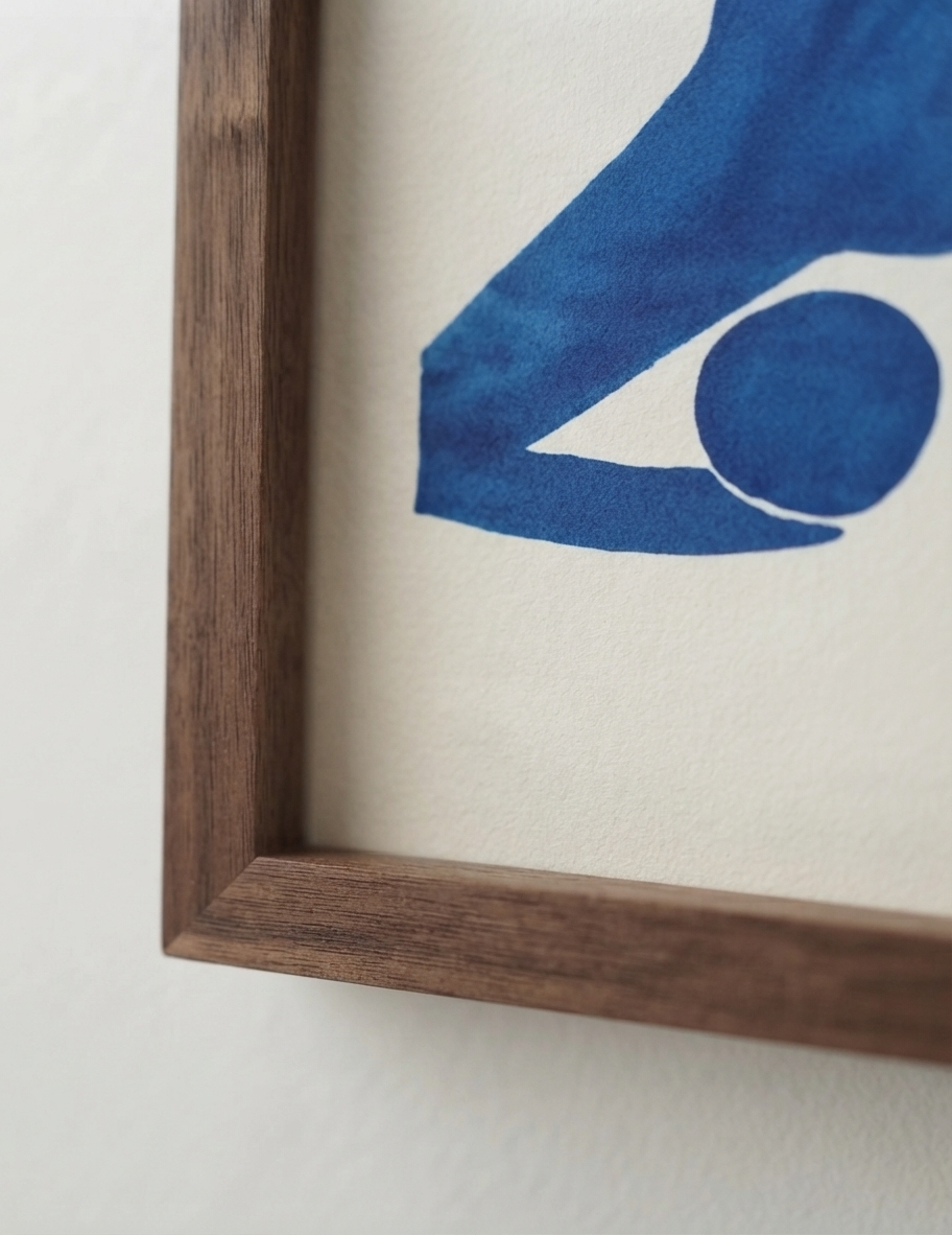 Póster contemporáneo de arte figurativo abstracto en azul