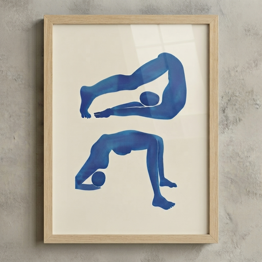 Póster contemporáneo de arte figurativo abstracto en azul
