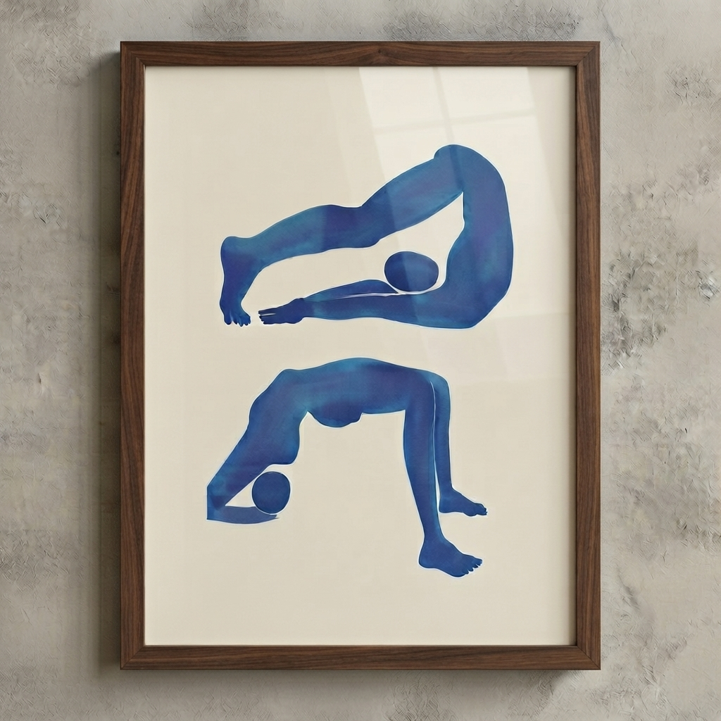 Póster contemporáneo de arte figurativo abstracto en azul