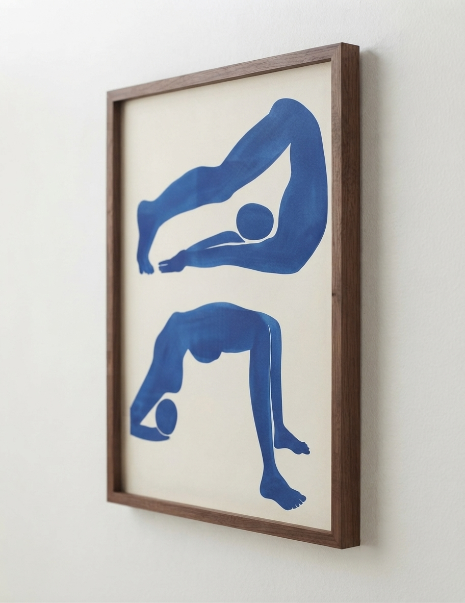 Póster contemporáneo de arte figurativo abstracto en azul