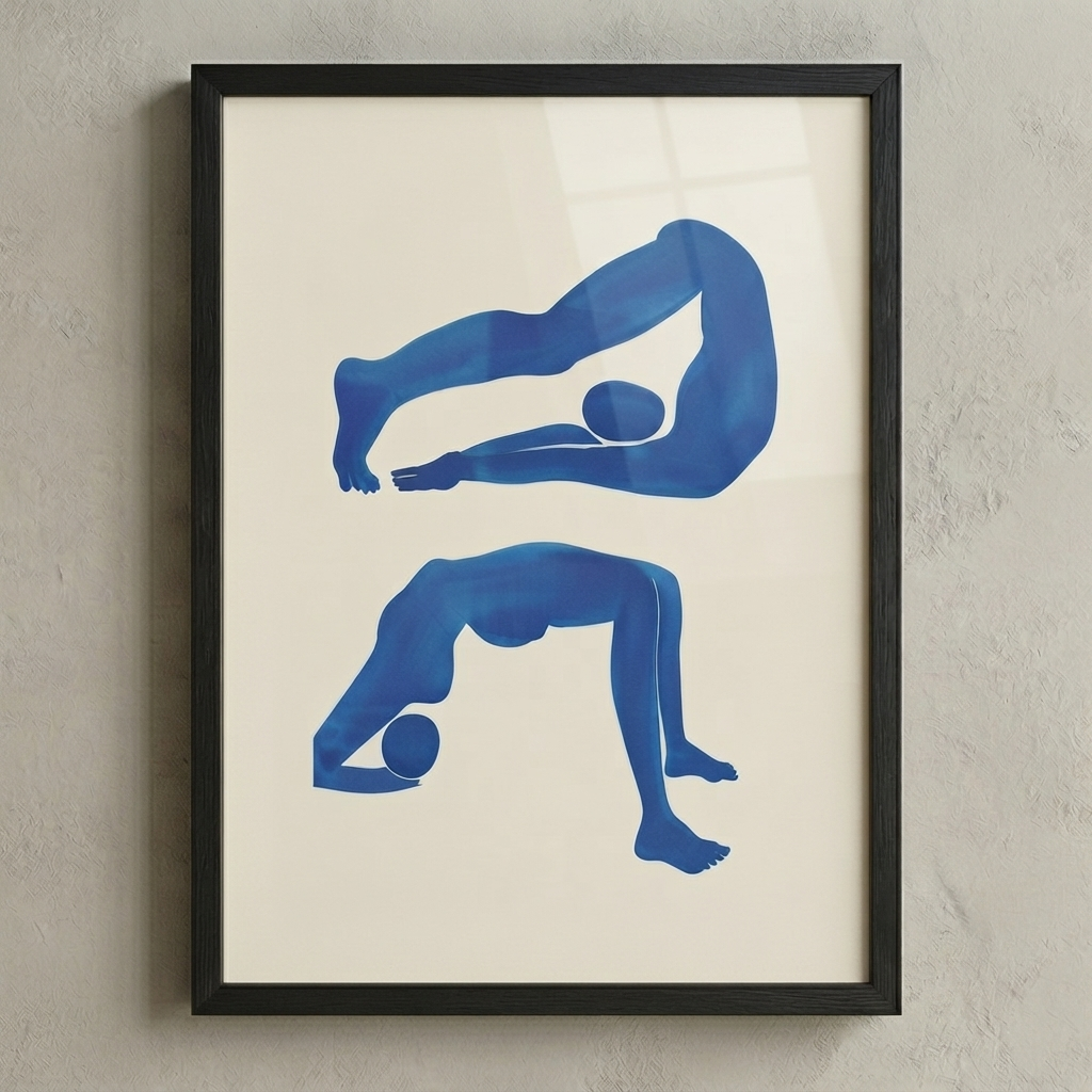 Póster contemporáneo de arte figurativo abstracto en azul