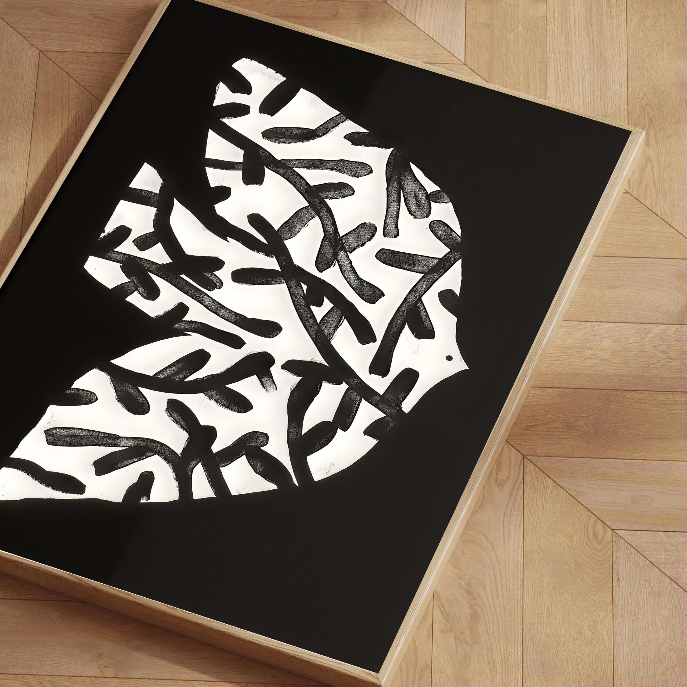 Lámina de arte abstracto en blanco y negro