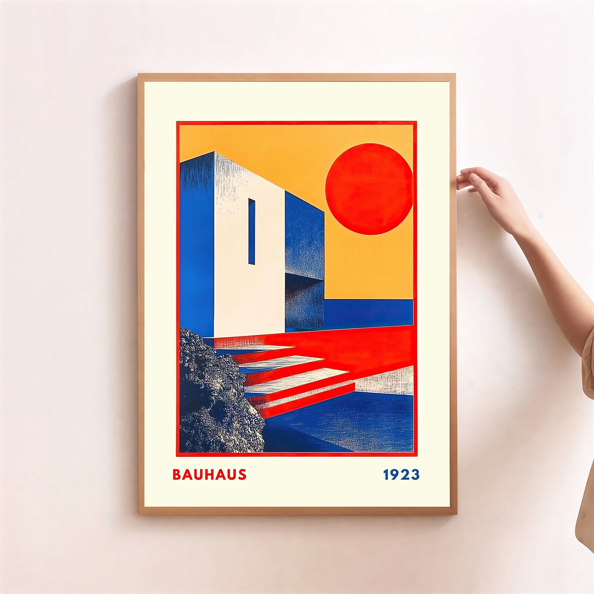 Póster Bauhaus 1923 de arquitectura geométrica