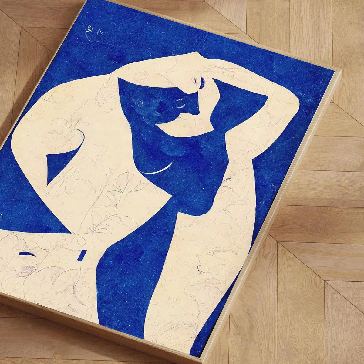 Lámina de desnudo abstracto en azul