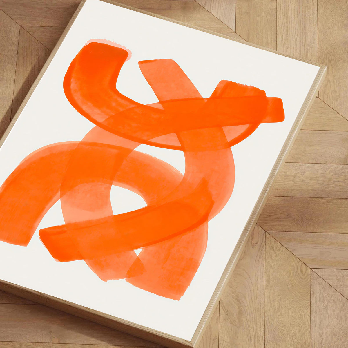 Lámina de arte abstracto minimalista en naranja