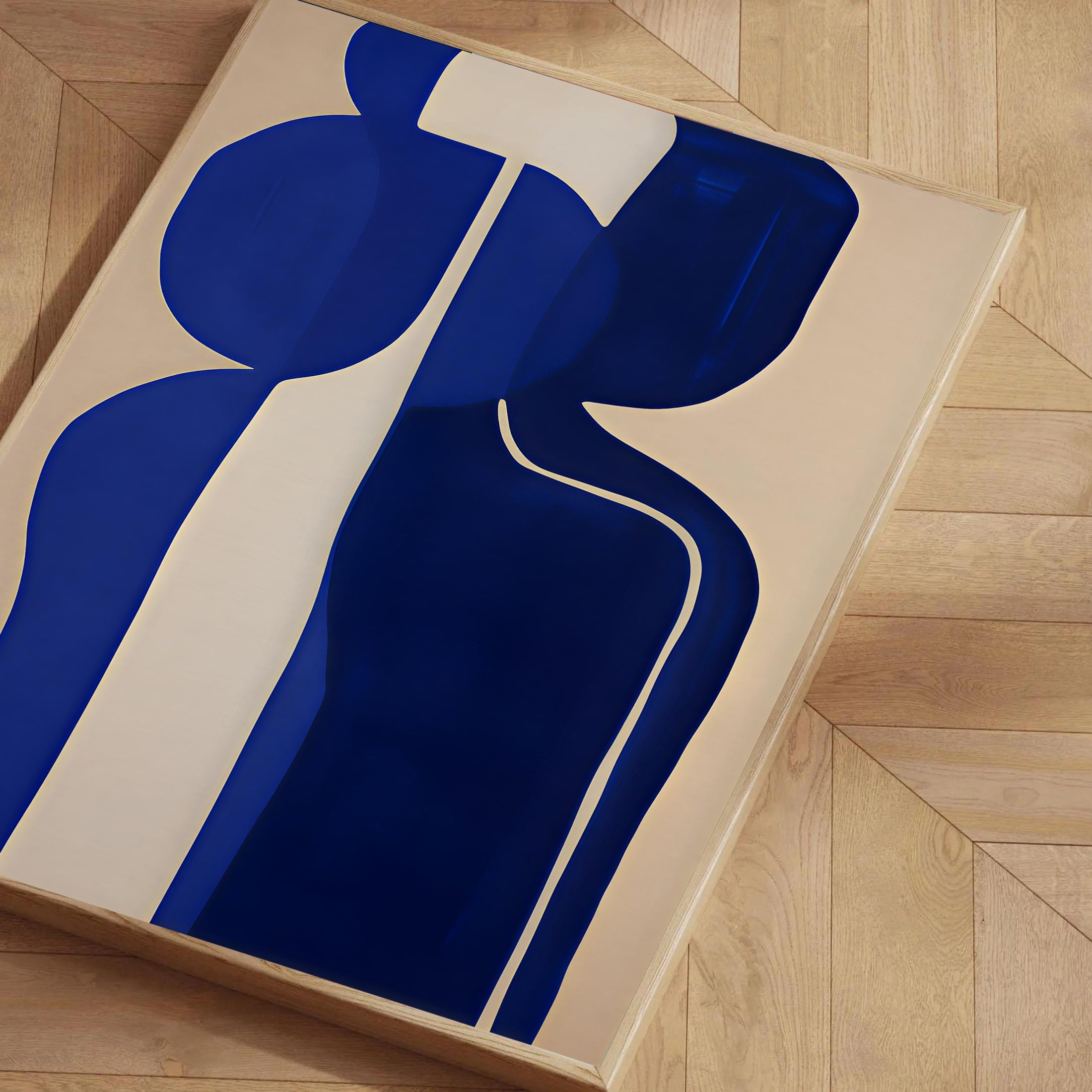 Lámina minimalista de figura abstracta en azul