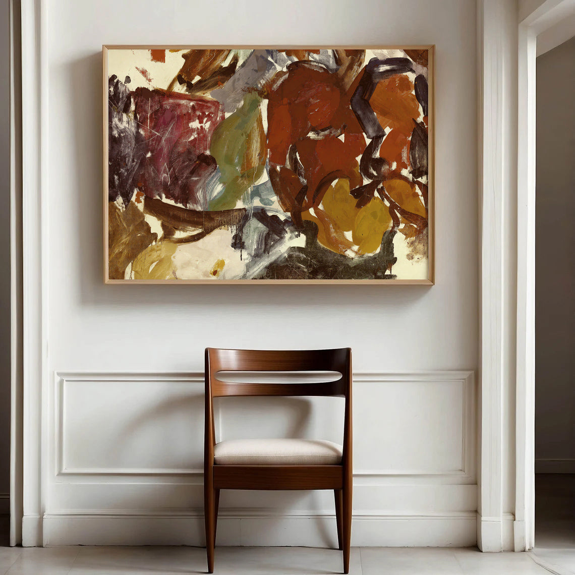 Lámina de arte abstracto en tonos cálidos y terrosos