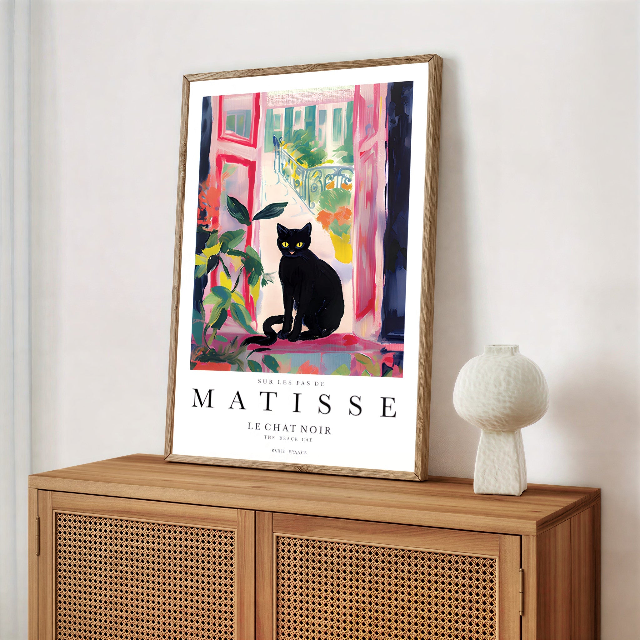 Lámina de gato negro inspirada en Matisse