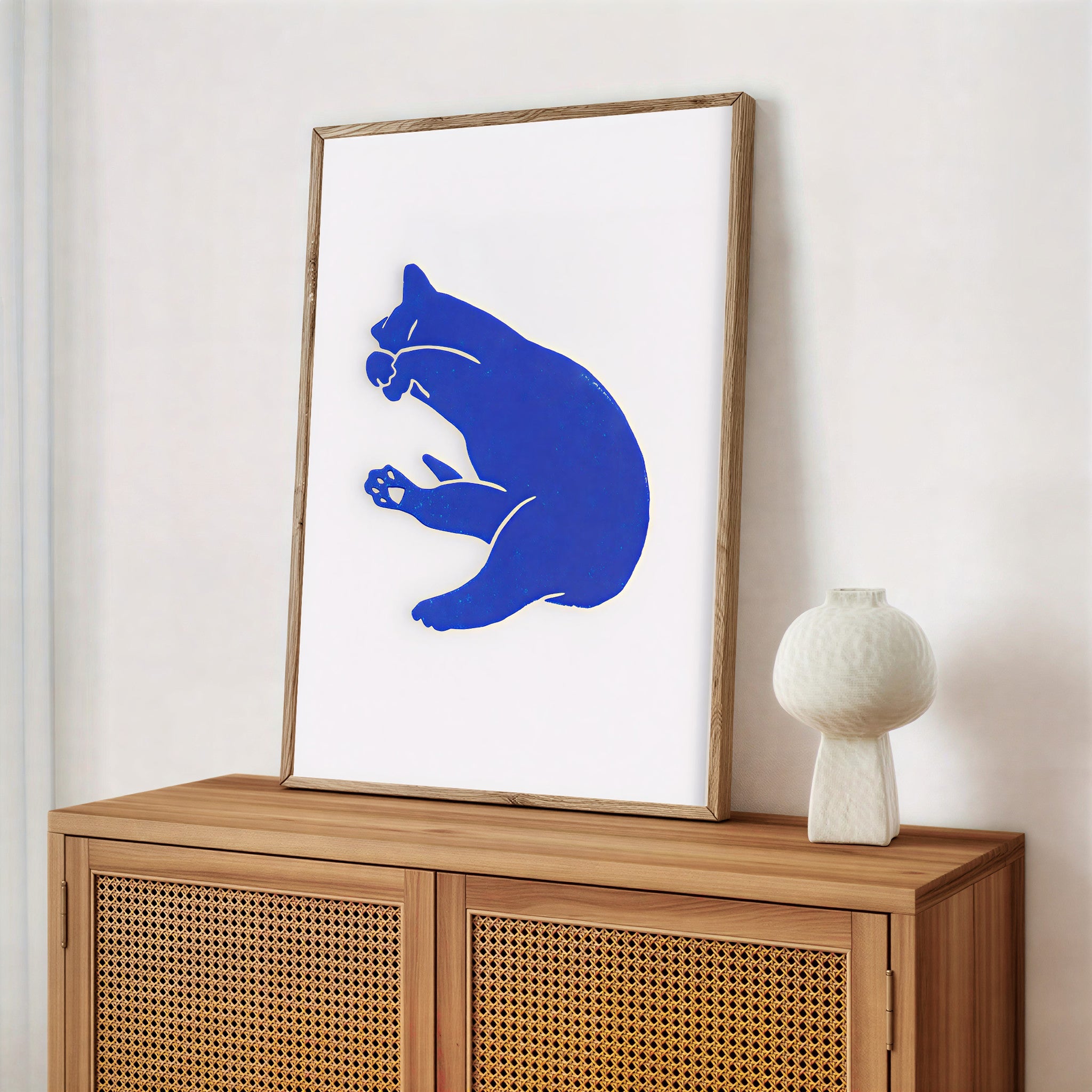 Lámina minimalista de gato azul