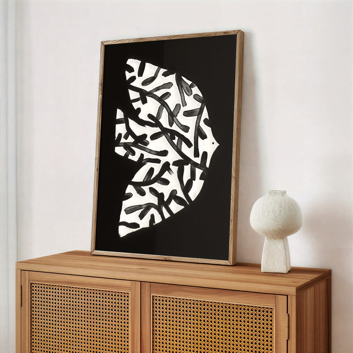 Lámina de arte abstracto en blanco y negro