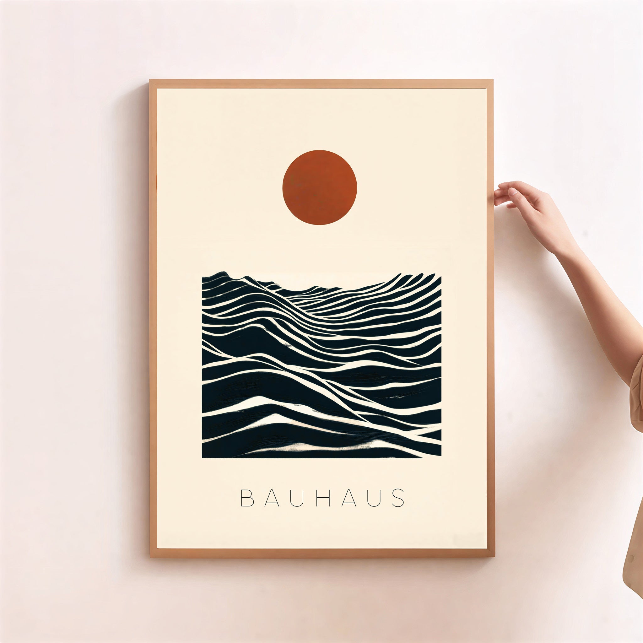 Póster abstracto Bauhaus de sol y olas