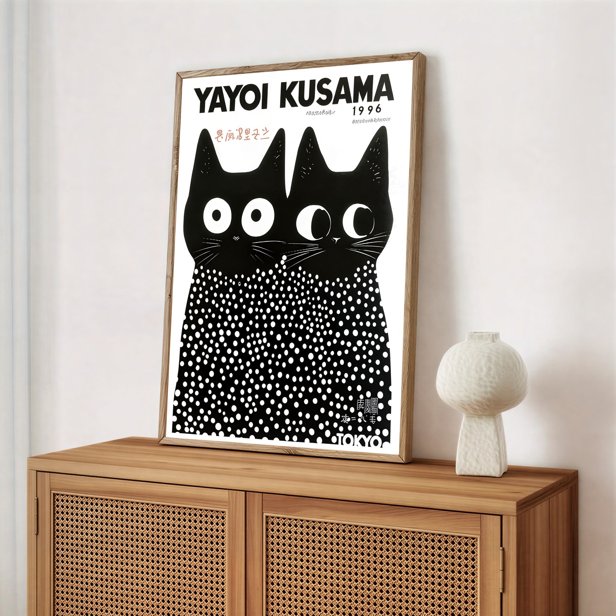 Póster de gato Yayoi Kusama (1996) – Decoración de pared con lunares