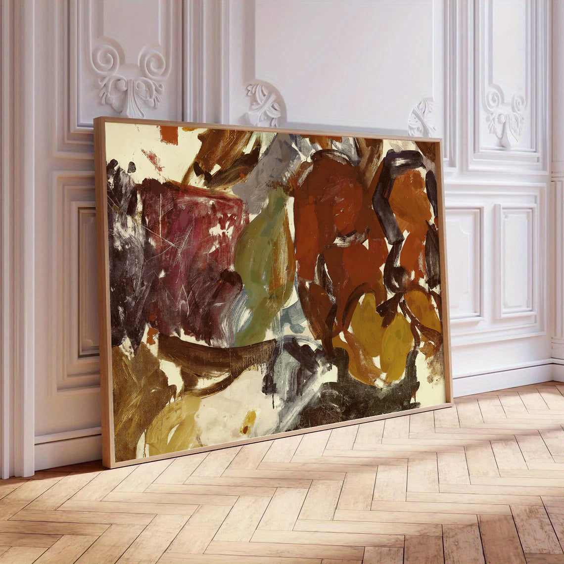 Lámina de arte abstracto en tonos cálidos y terrosos