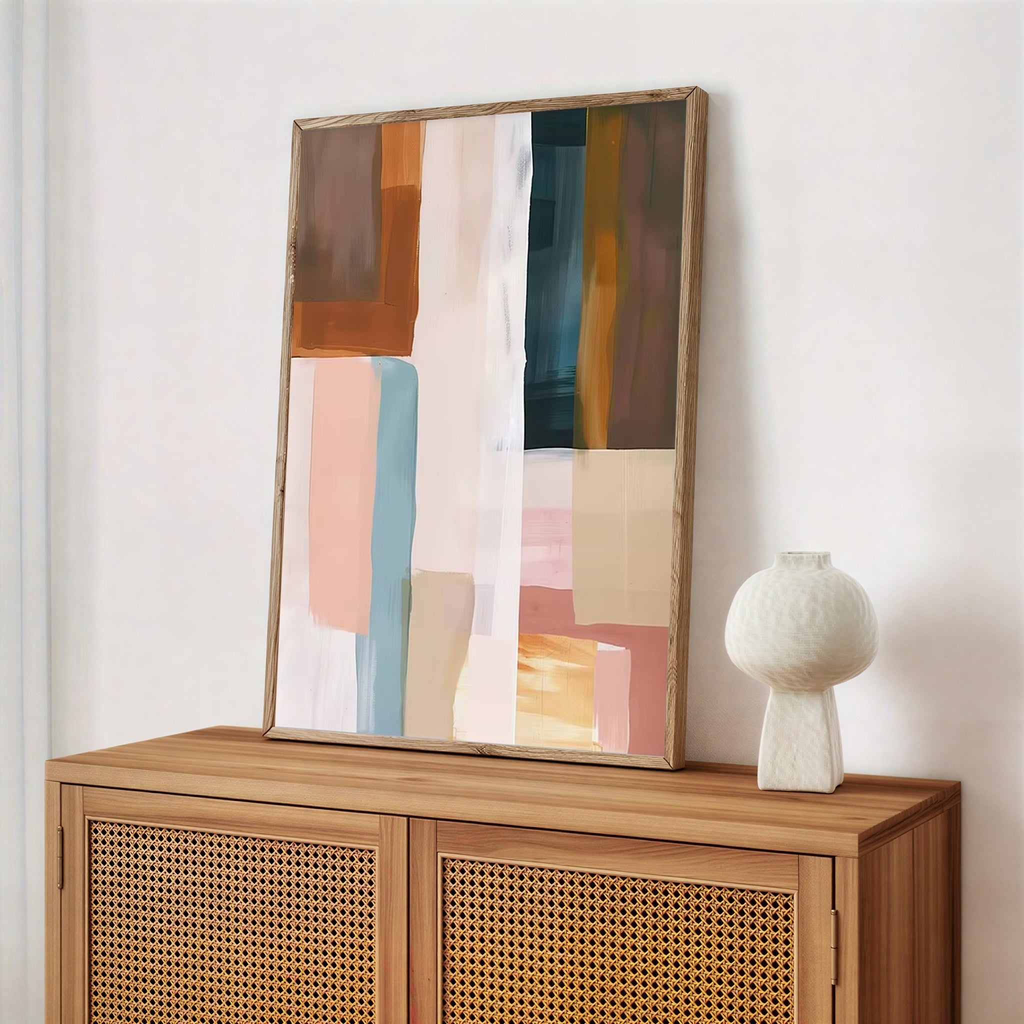 Lámina de arte abstracto moderno en tonos neutros