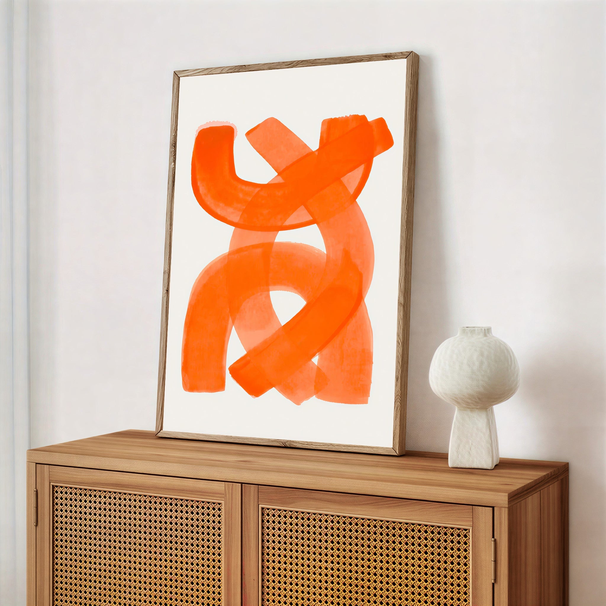 Lámina de arte abstracto minimalista en naranja