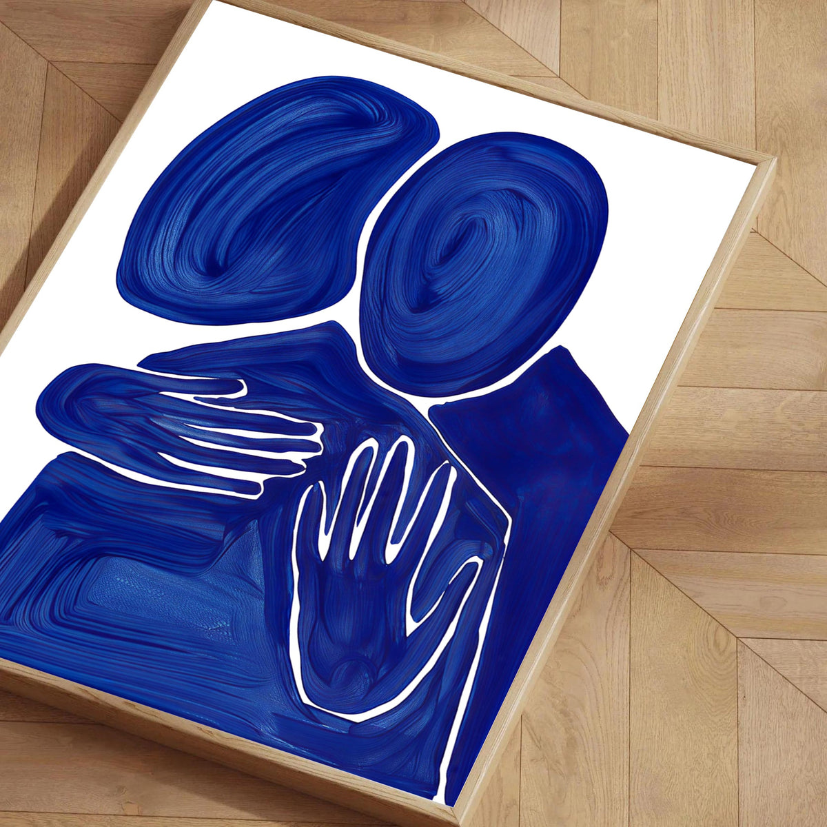 Lámina abstracta Abrazo en azul