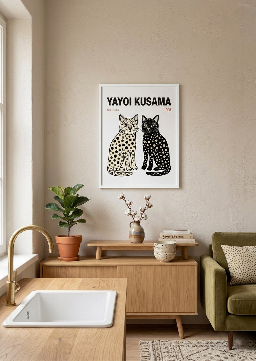 Póster Yayoi Kusama Gatos Tokio 1996