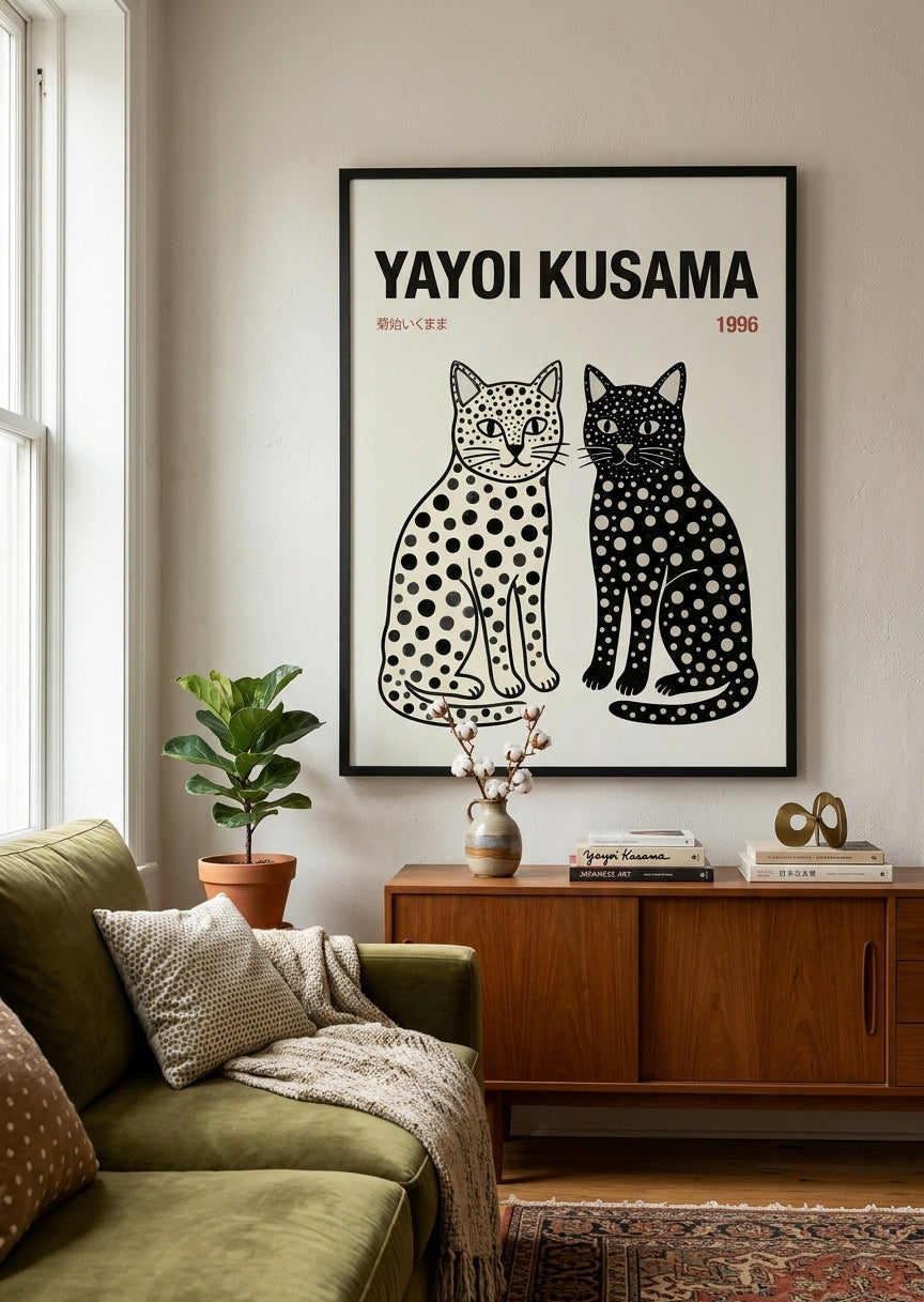 Póster Yayoi Kusama Gatos Tokio 1996