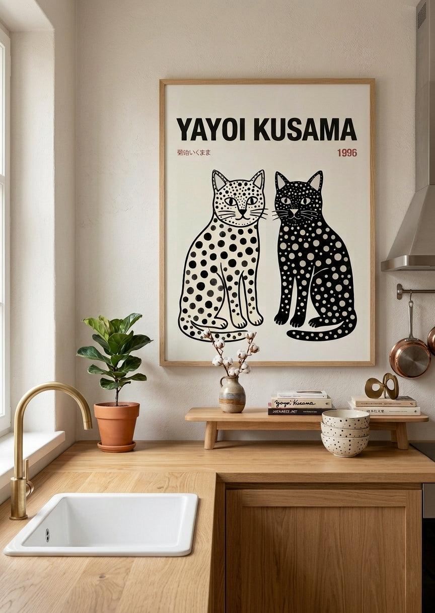 Póster Yayoi Kusama Gatos Tokio 1996
