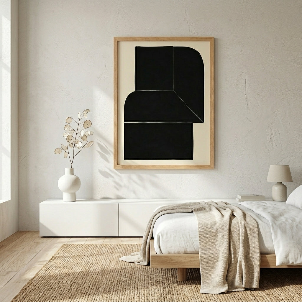 Lámina de arte abstracto minimalista en negro