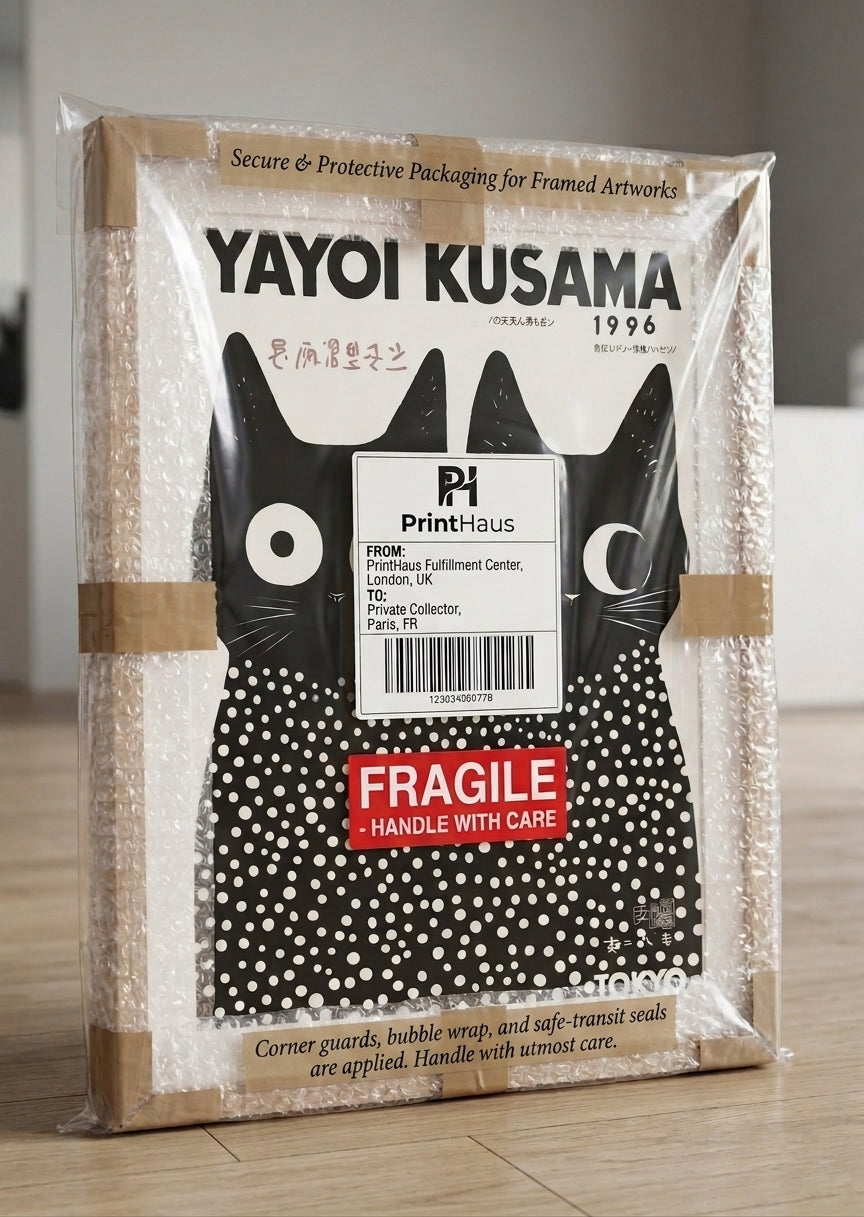 Póster de gato Yayoi Kusama (1996) – Decoración de pared con lunares