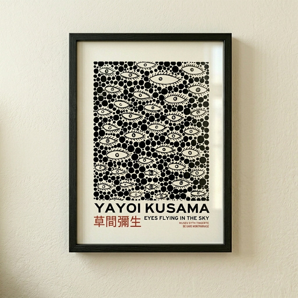 Póster de lunares y ojos inspirado en Yayoi Kusama