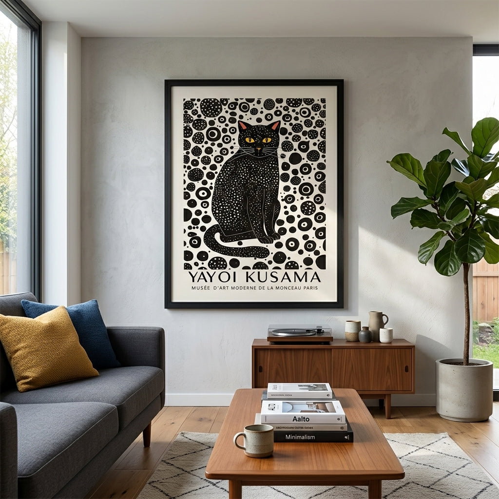 Lámina minimalista de gato negro