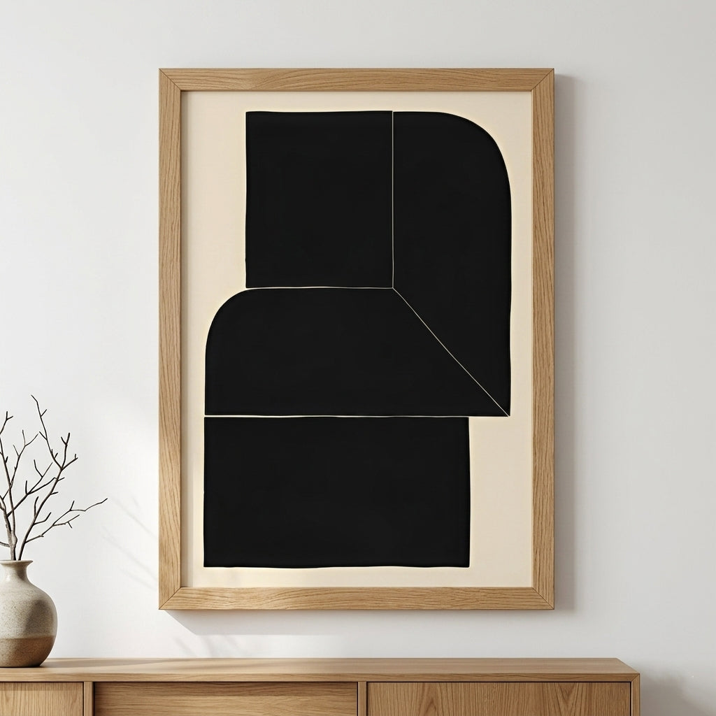 Lámina de arte abstracto minimalista en negro