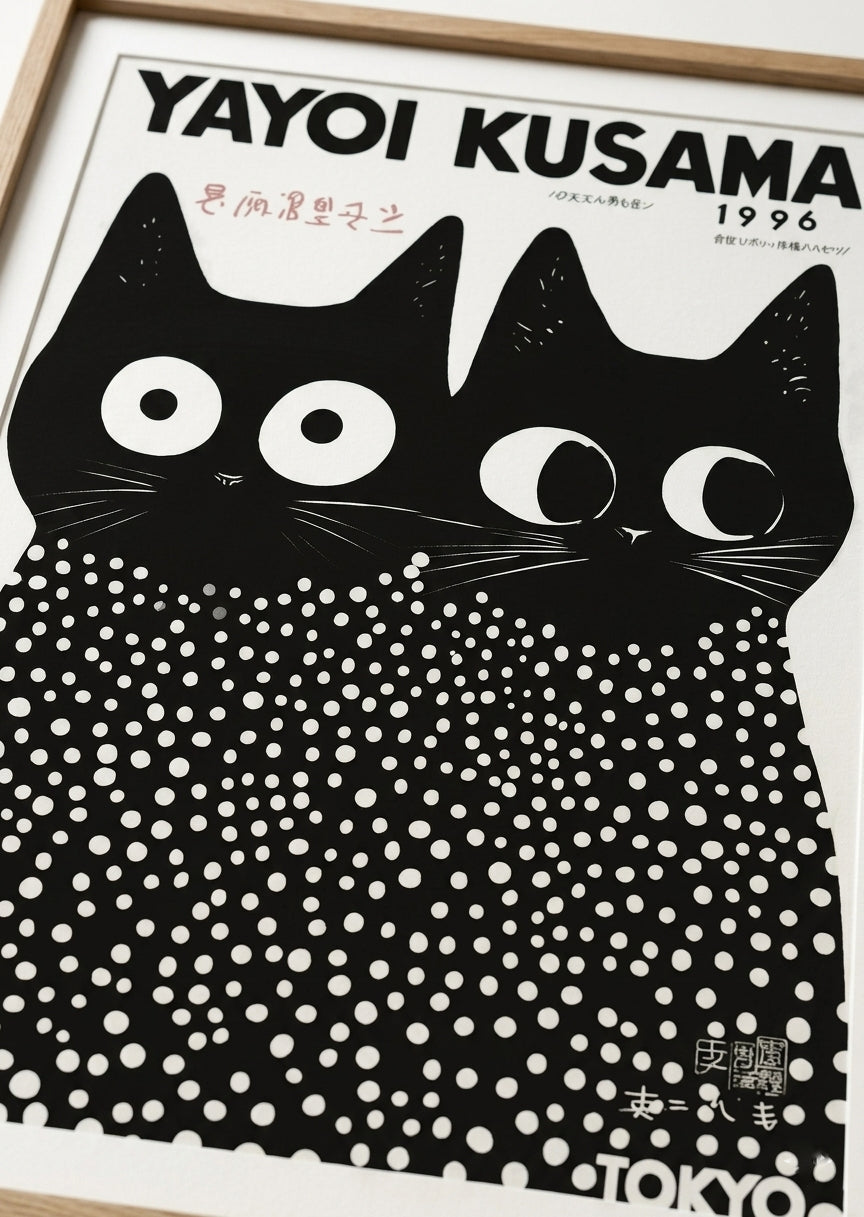 Póster de gato Yayoi Kusama (1996) – Decoración de pared con lunares