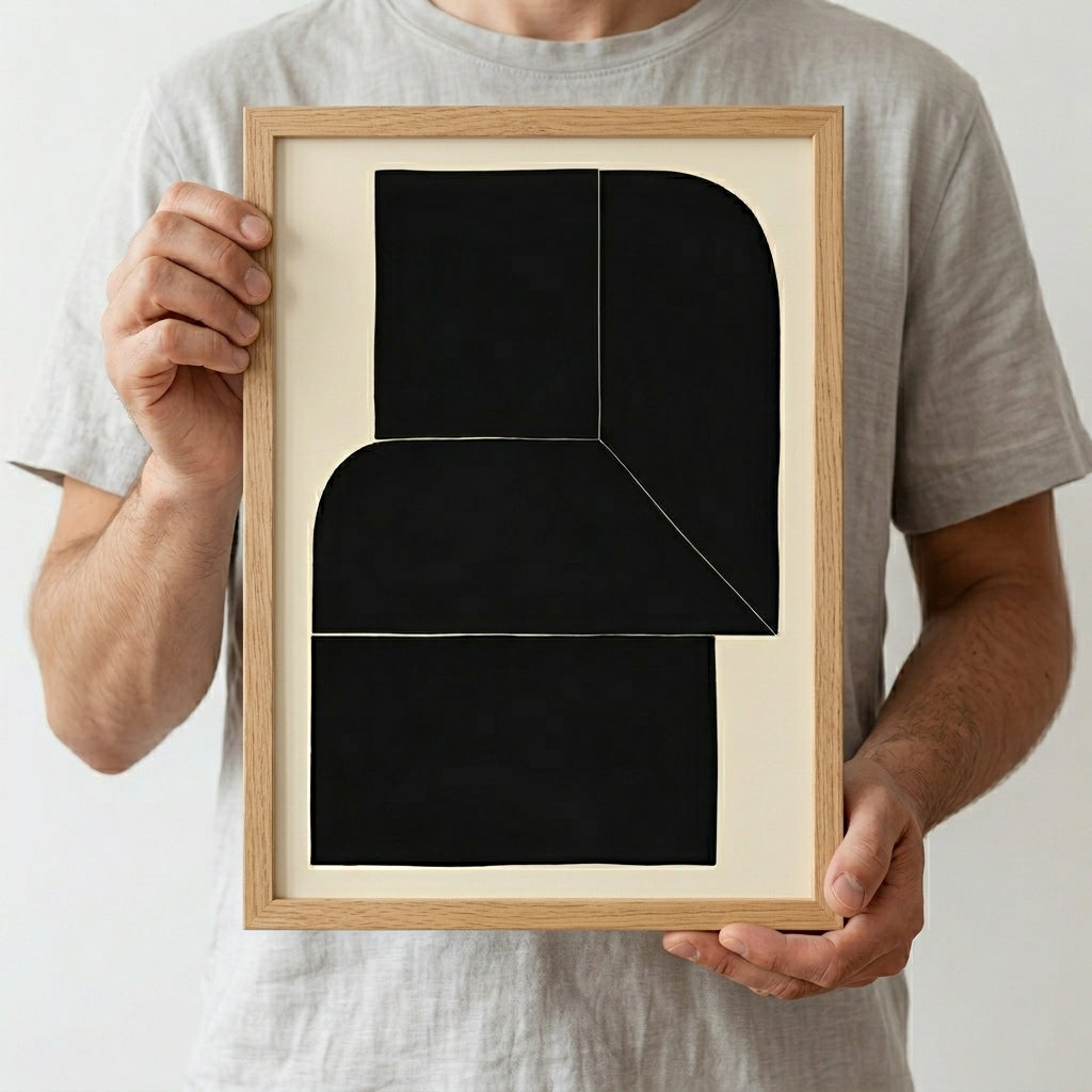 Lámina de arte abstracto minimalista en negro