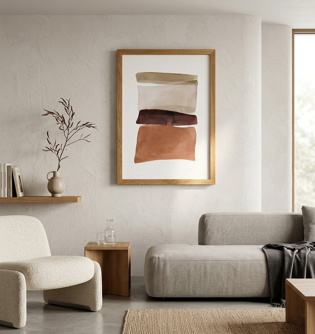 Lámina de arte abstracto en tonos neutros