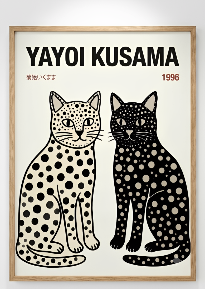 Póster Yayoi Kusama Gatos Tokio 1996