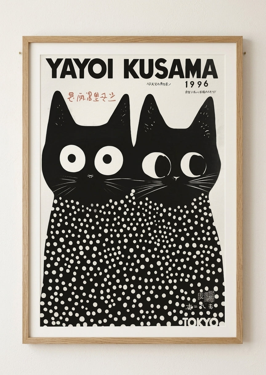 Póster de gato Yayoi Kusama (1996) – Decoración de pared con lunares