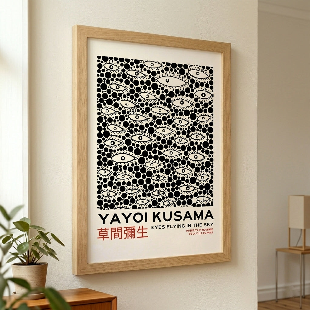 Póster de lunares y ojos inspirado en Yayoi Kusama