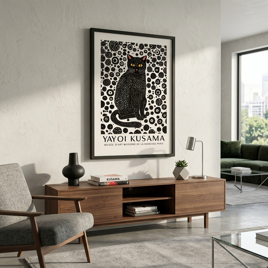 Lámina minimalista de gato negro