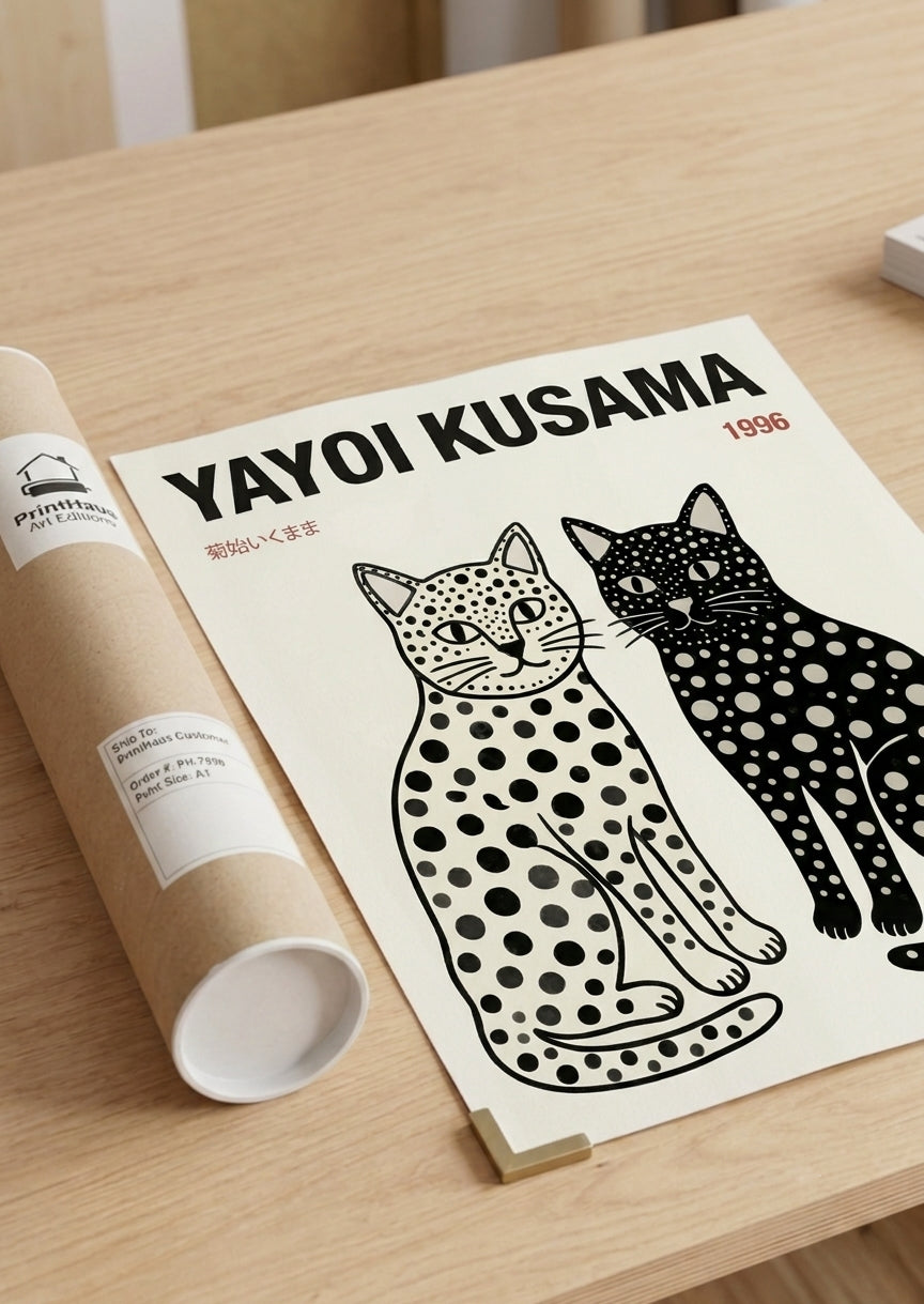 Póster Yayoi Kusama Gatos Tokio 1996